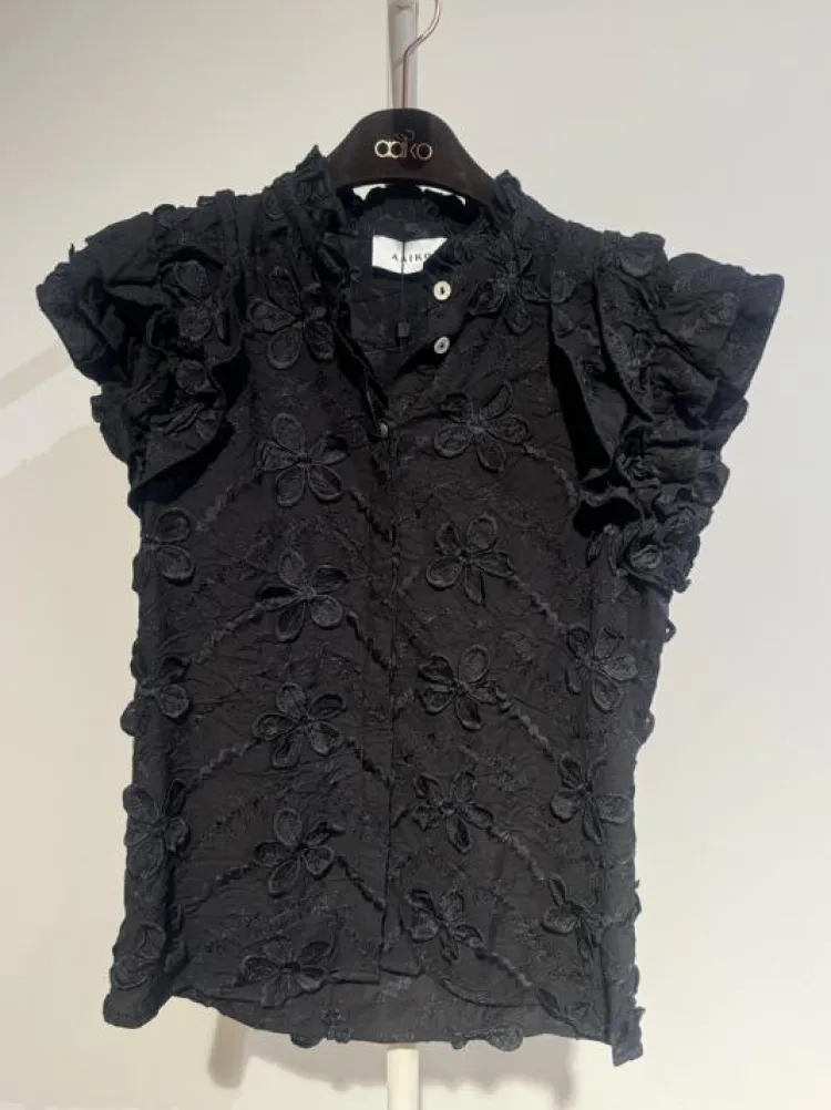 Aaiko Top GEZANA EMBROIDERY VIS 671 Zwart New