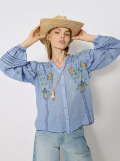 Berenice Blouse Carmencita Lichtblauw New