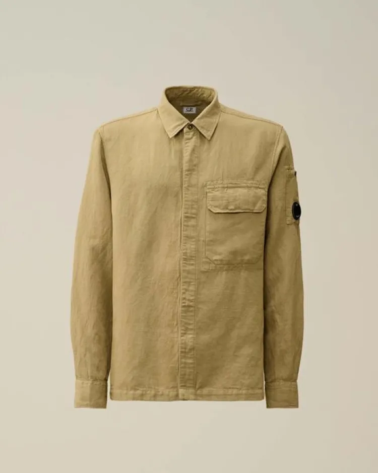 CP Company Shirtjacket Linnen Beige 18CMOS243A Hot