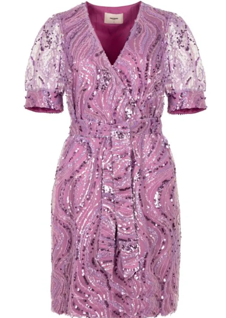 Freebird Jurk Dieke Ss F-Jer-Sequins-Mesh-25-1 Roze