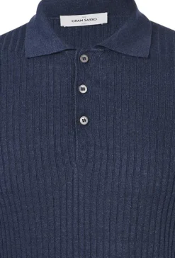 Gran Sasso Knitted Polo Blauw 57118/18641 Discount