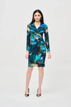 Joseph Ribkoff Jurk 243072 Blauw Dessin Clearance