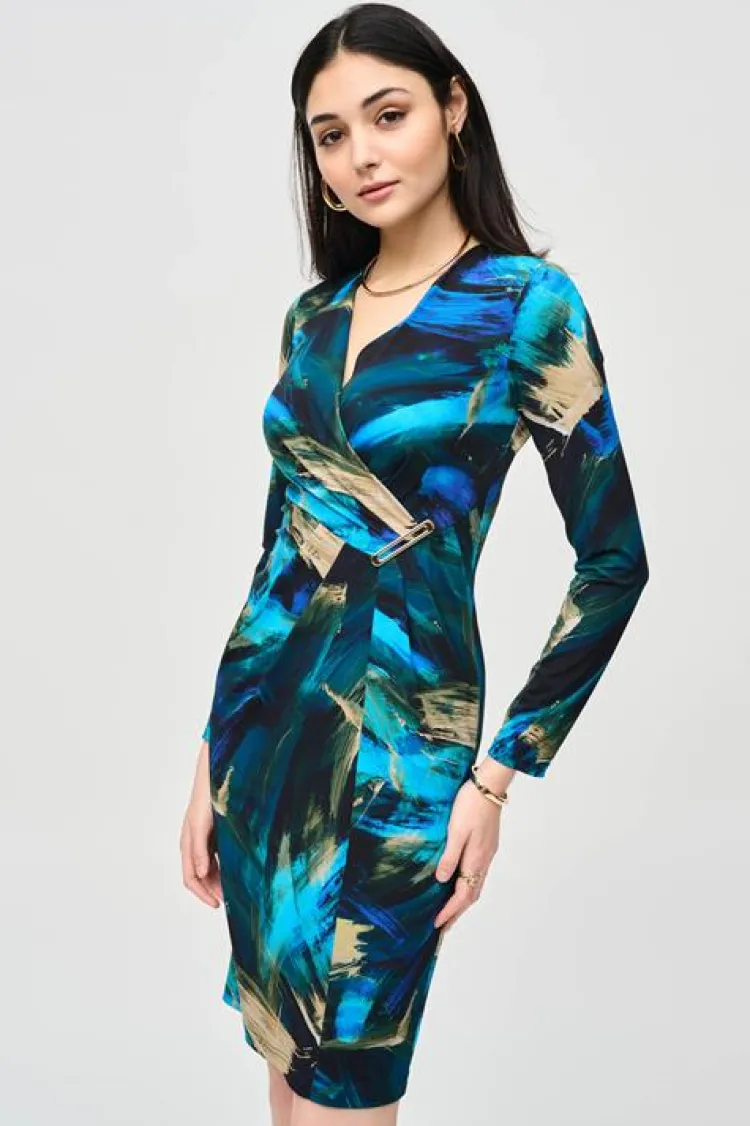 Joseph Ribkoff Jurk 243072 Blauw Dessin Clearance