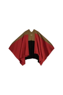 KYRA Accessoire Colorblock poncho-w24 Rood Online