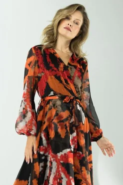 Label DOT Jurk 2423005 Lina Oranje Outlet