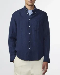NN07 Overhemd Linnen Donker Arne 5706 Blauw Best
