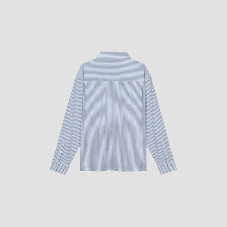 Olaf Seersucker Boxy Shirt M180310 Blauw Dessin Outlet