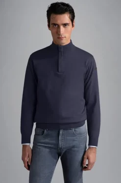 Paul And Shark Paul & Shark Wol Half Zip Donkerblauw 24411616 Discount