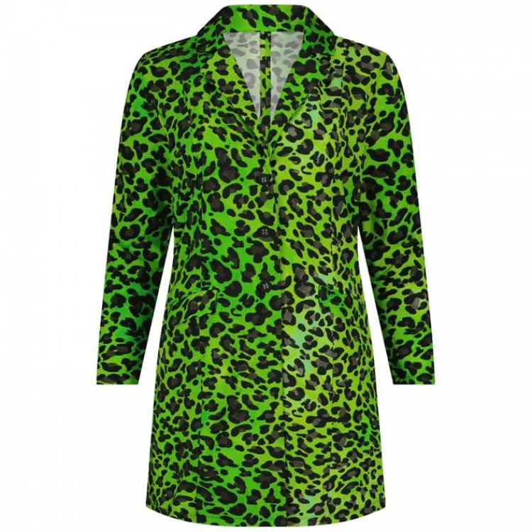 Plus Basics Jacket Long Leopard Green 18 192 099