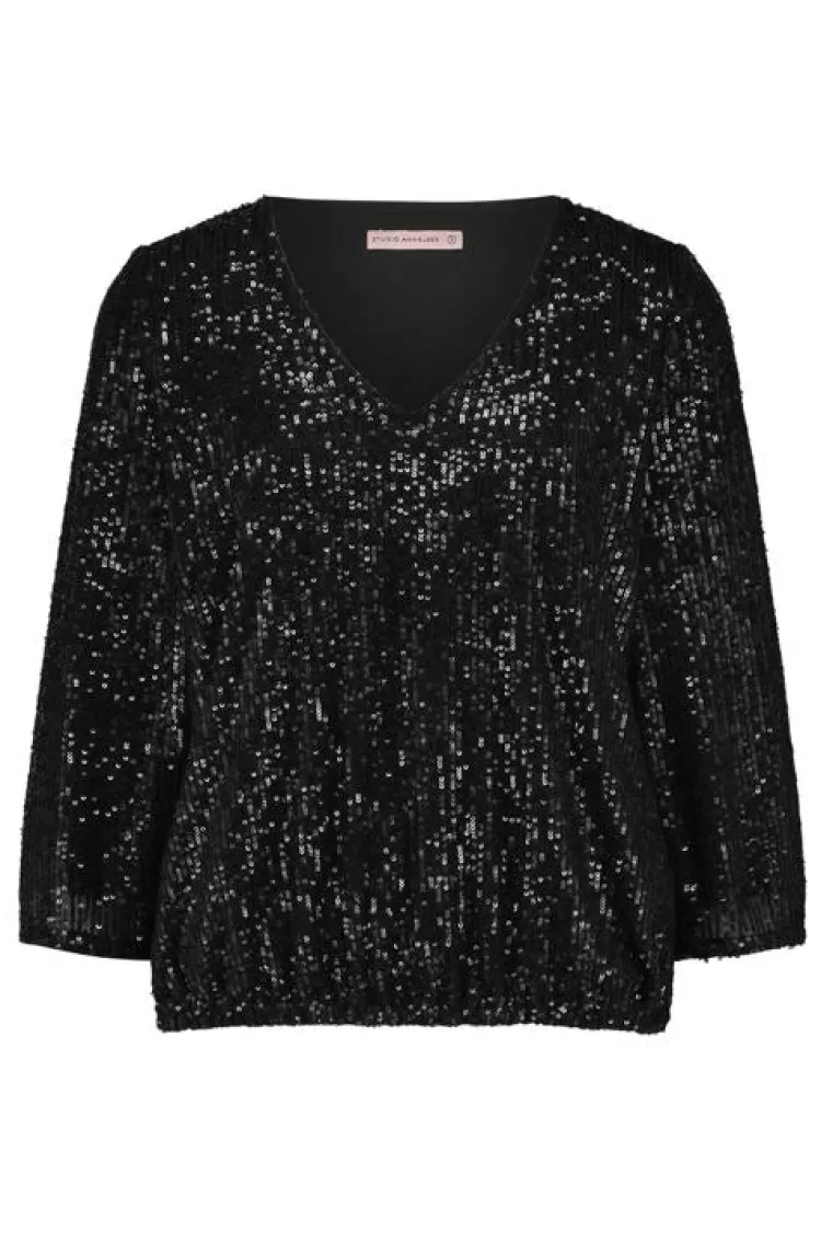 Studio Anneloes Victoria sequins top Zwart Best