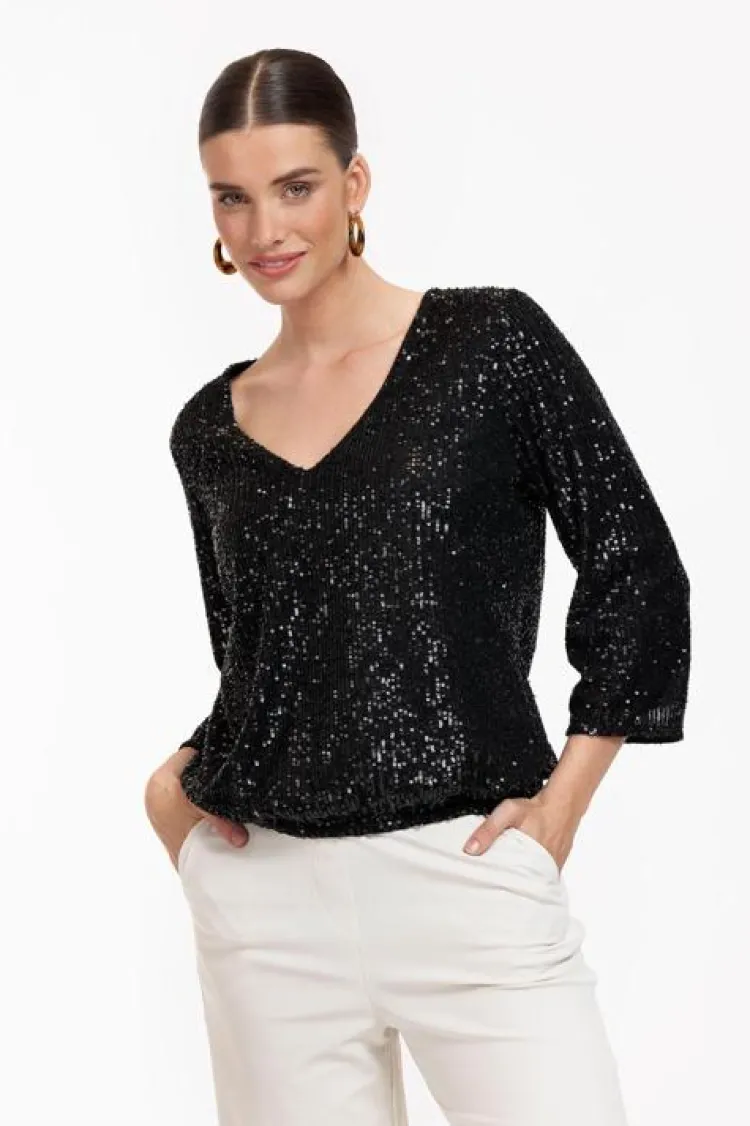 Studio Anneloes Victoria sequins top Zwart Best